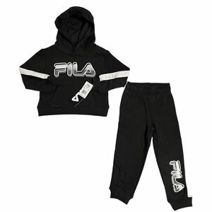 Fila Toddler‎ Boys Fleece Hoodie & Jogger Pants Outfit Set Size 2T Black-White